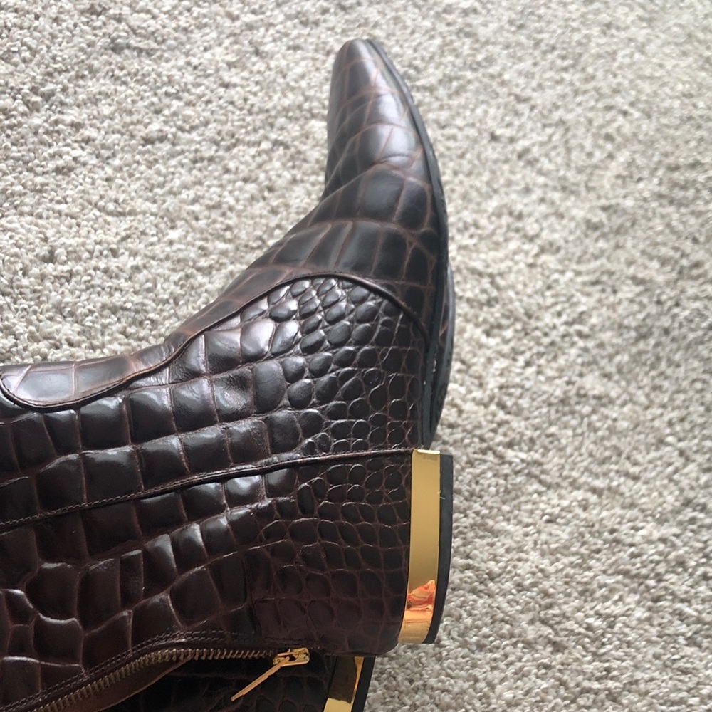 AUTHENTIC TORY BURCH Leather Equestrian rider Boot Crocodile print - Picture 3 of 11